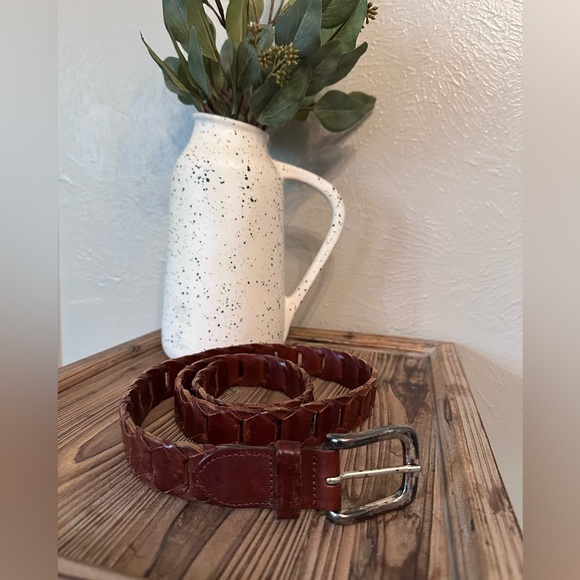 Vintage brown leather belt - Large (38) - Picture 2 of 6